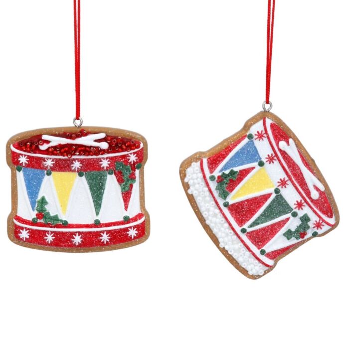 Gisela Graham Multi-Colour Gingerbread Drum Decoration